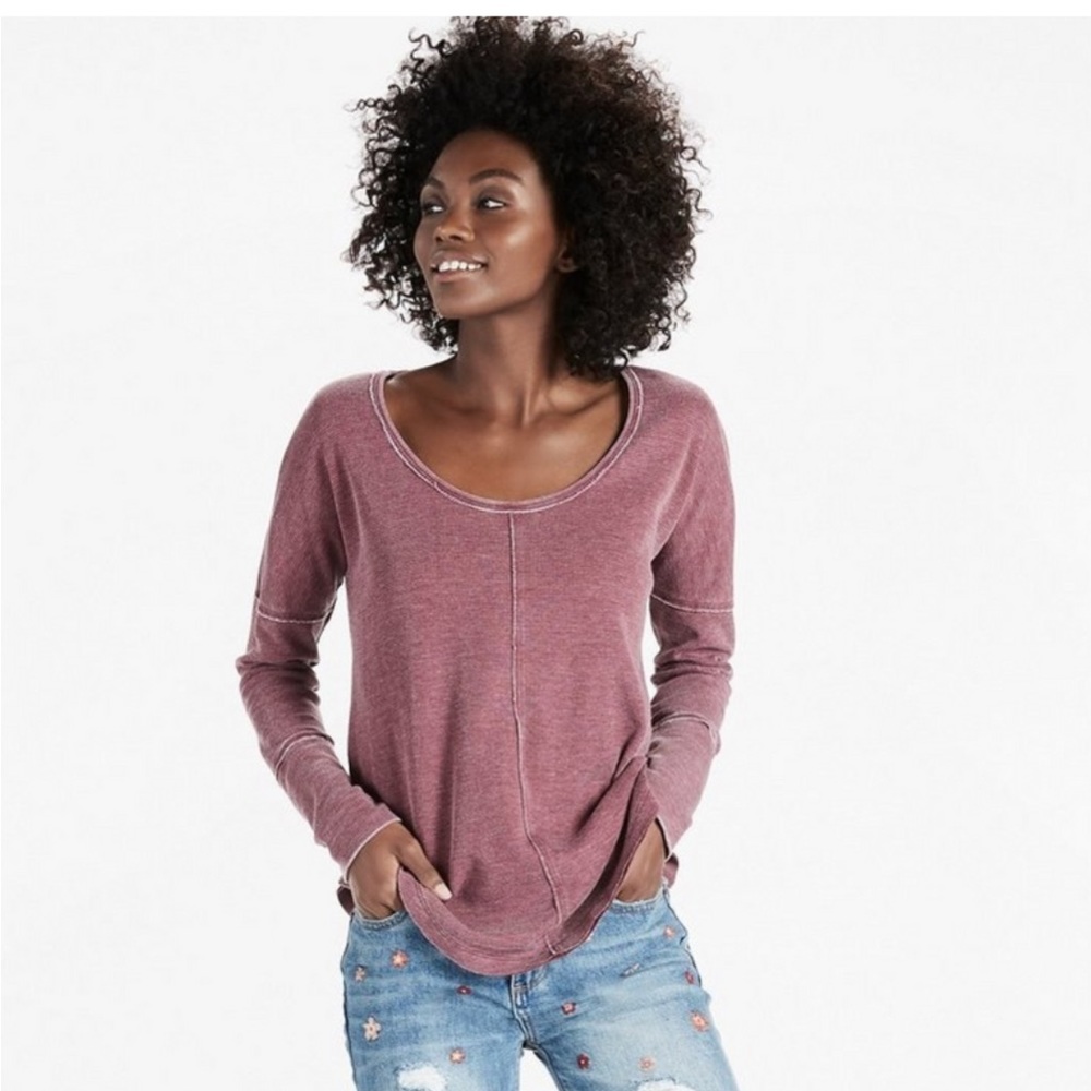 Lucky Brand Top Relaxed Fit Scoop Thermal Top Size Small